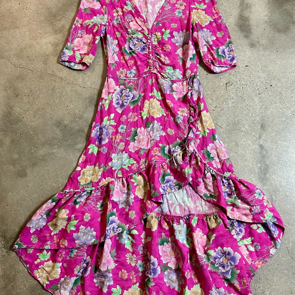 Sandro Pink Floral High-Low Dress